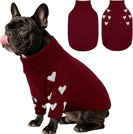 Kuoser Dog Sweater,Soft Small Dog Sweaters Thermal Cable Knit Puppy Sweater, Turtleneck Thick Chr... | Amazon (US)