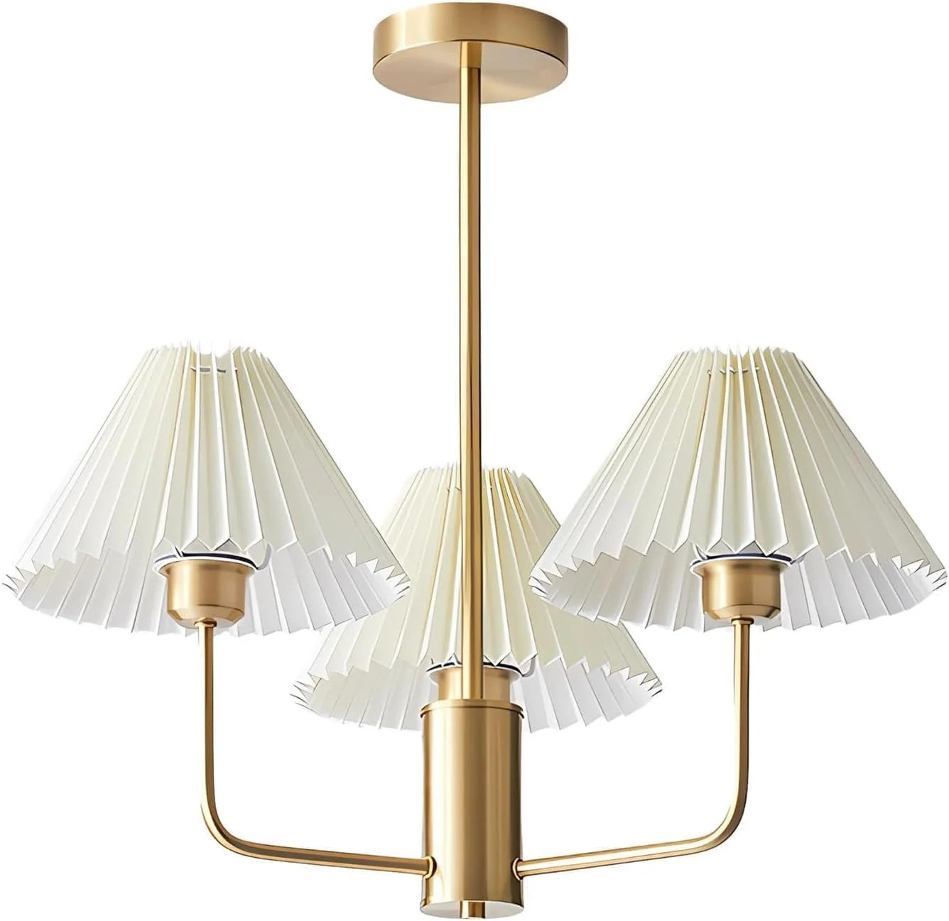 KCO Lighting Mid Century White Pleated Fabric Pendant Light Fixtures Modern Gold Sputnik Chandeli... | Walmart (US)