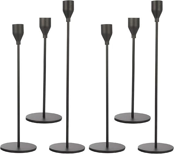 Anndason Set of 6 Black Taper Candle Holders Decorative Candlestick Holder for Home Decor, Weddin... | Amazon (US)
