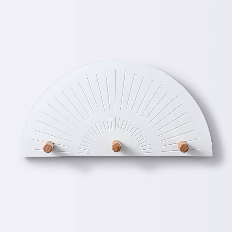 Wall Mounted Hook Rail - White and Natural - Cloud Island™ | Target