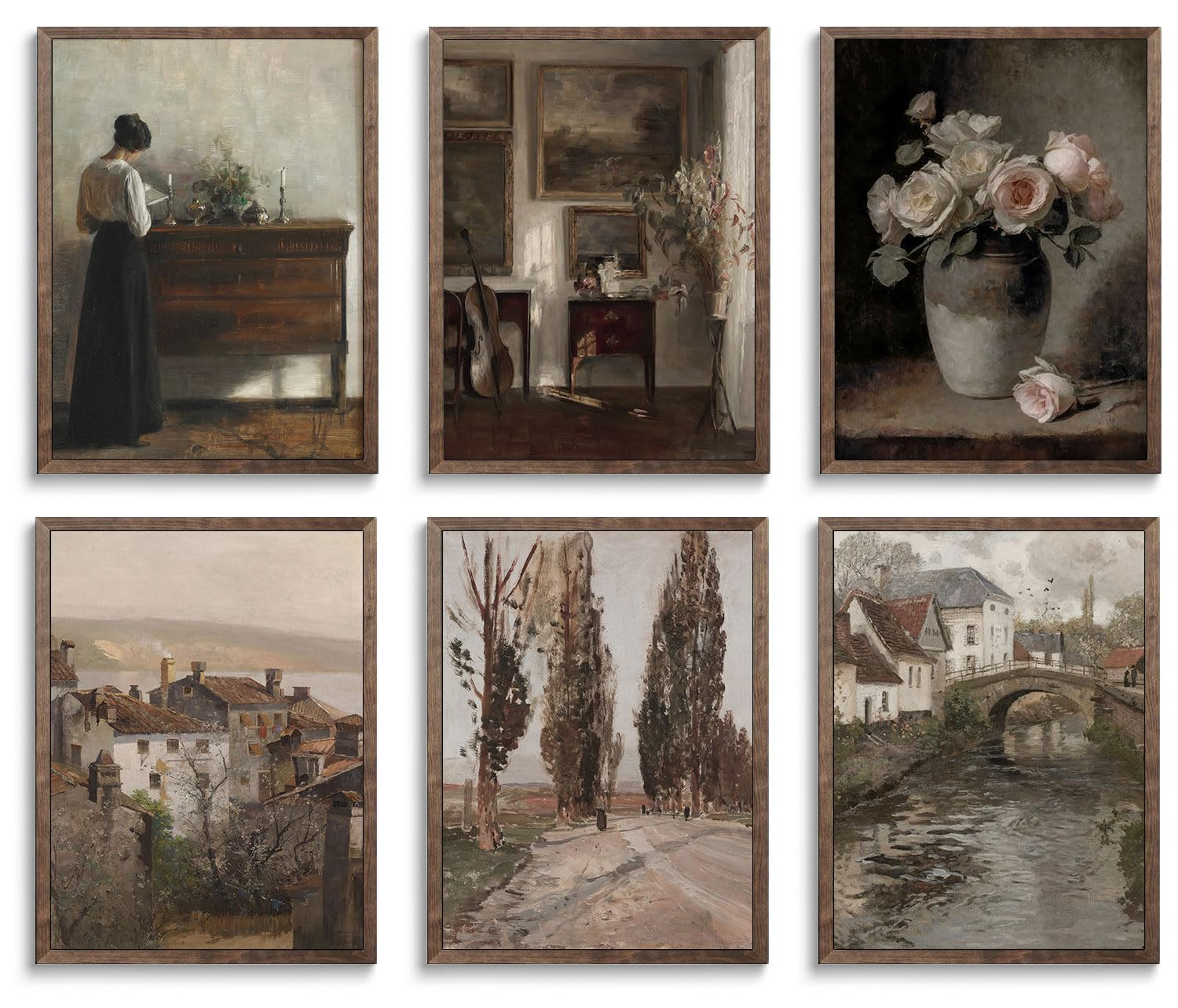 FYARTKJ 6Pcs French Country Wall art, Vintage Farmhouse Art Prints Rustic Gallery Oil Paintings W... | Amazon (US)