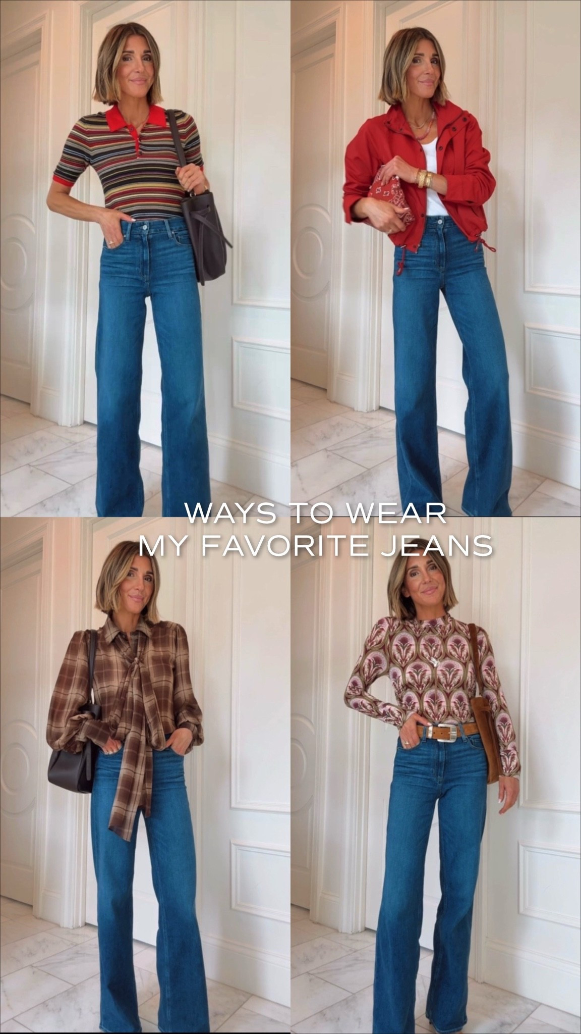 My favorite jeans for fall 🤎 The fit is SO flattering and they’re such an easy pair to dress up or down. Sharing 7 ways to wear them for everything from school drop-off and errands to lunch, date night + fall events.

Fit notes: I’m 5’7” wearing a size 25. Fit TTS.
