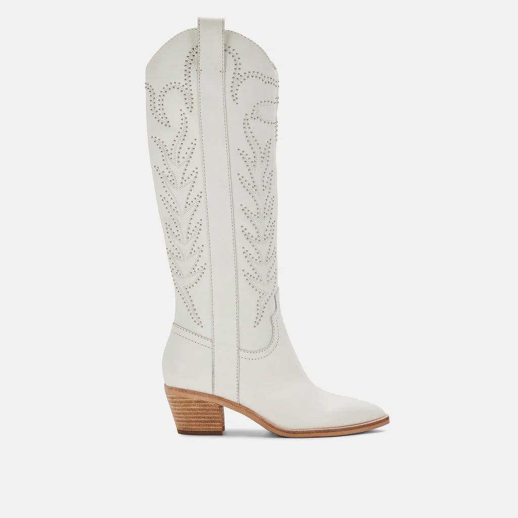 SOLEI STUD BOOTS OFF WHITE LEATHER | DolceVita.com