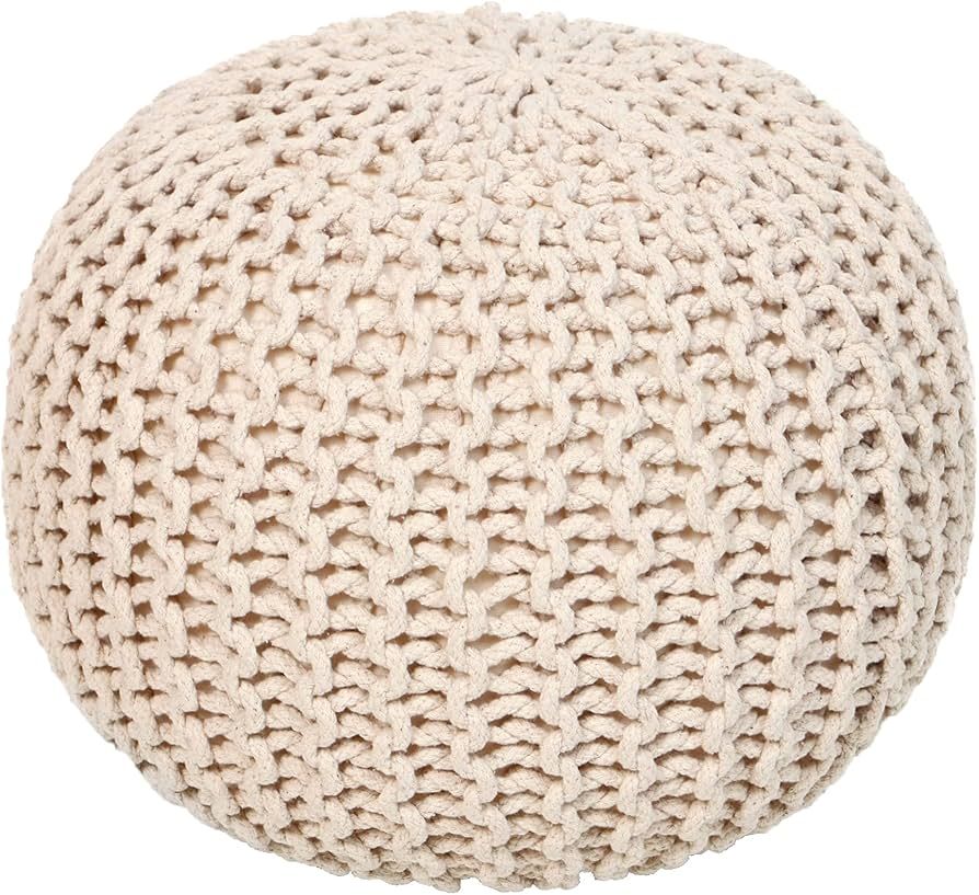 REDEARTH Round Pouf Ottoman - Cable Knitted Boho Poof - Home Décor Cord Pouffe Handmade Circular... | Amazon (US)