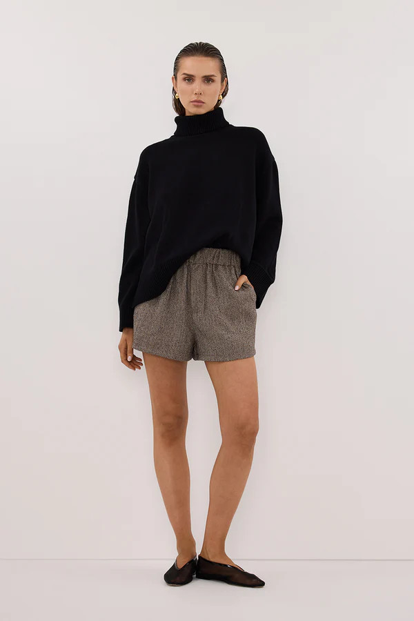FRANKIE CHOC TWEED ELASTIC SHORT | DISSH