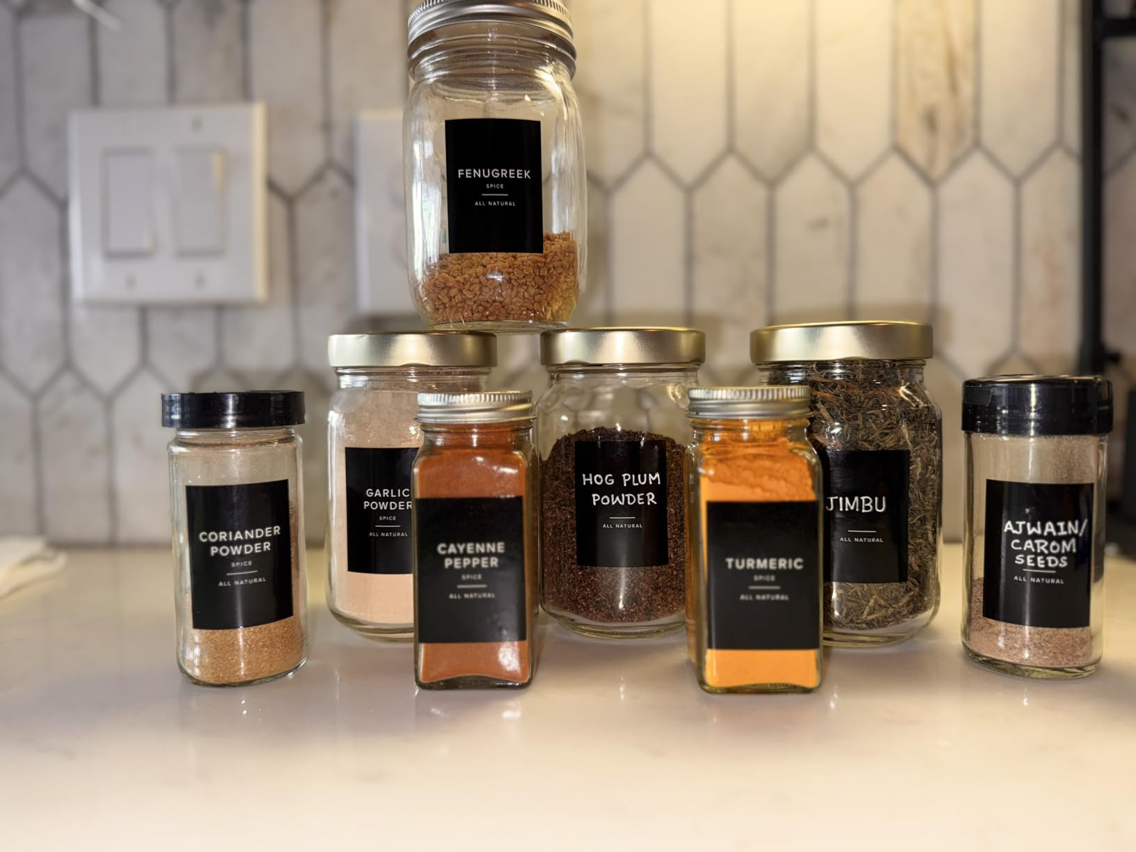 230 Black Spice Labels by ThreeKin | Waterproof & Oil-Resistant Pre-Printed Stickers for Spice Ja... | Amazon (US)
