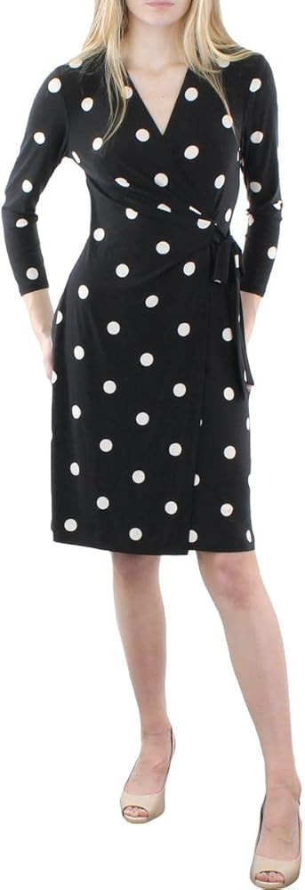 Anne Klein Women's Long Sleeve Polka Dot Jersey Wrap Dress | Amazon (US)