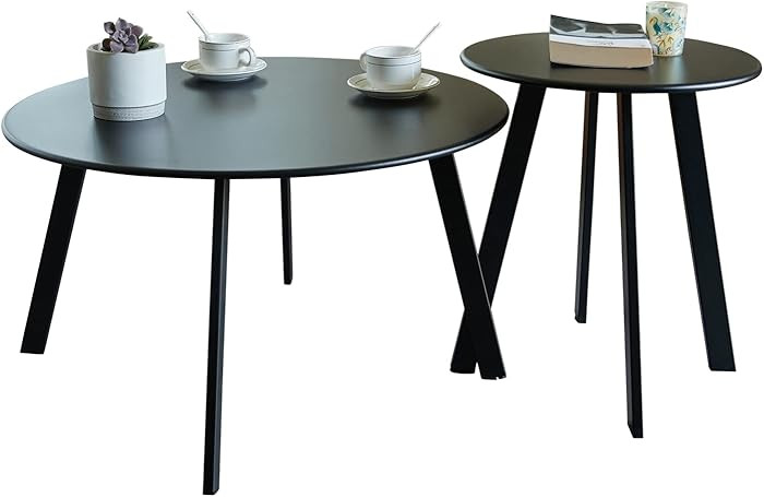 Meluvici Outdoor Patio Coffee Table Set of 2, Weather Resistant End Table, Round Nesting Tables f... | Amazon (US)