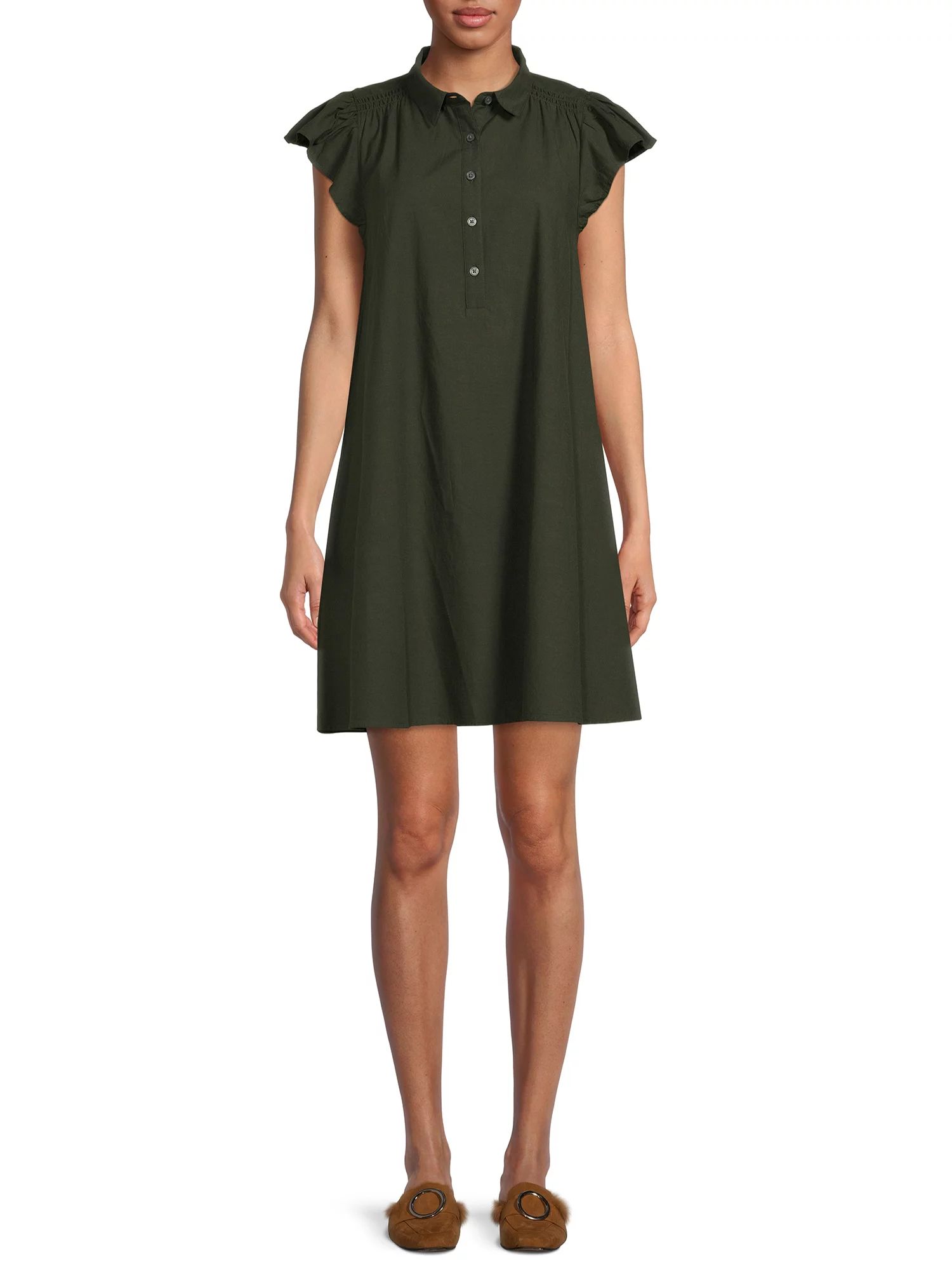 Time and Tru Women's Dress with Flutter Sleeves | Walmart (US)