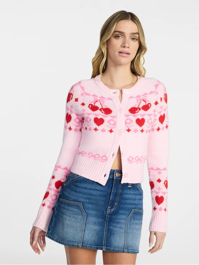 No Boundaries Jacquard Cardigan, Women's XXS-XXL | Walmart (US)