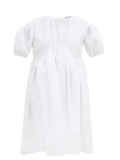 Cecilie Bahnsen - Thelma Puff-sleeve Cloqué Mini Dress - Womens - White | Matches (UK)