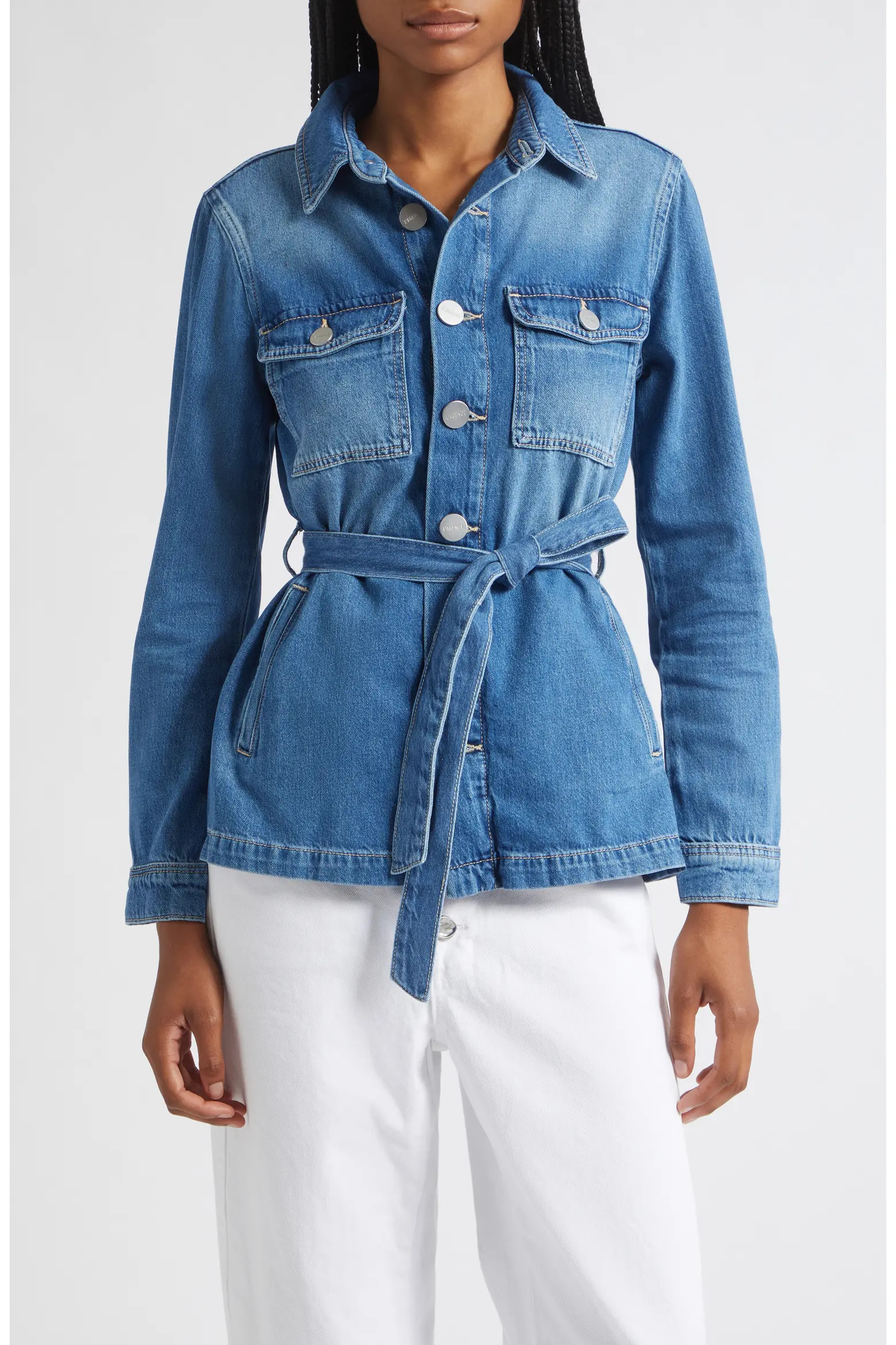 L'AGENCE Samaya Belted Denim Utility Jacket (Women) | Nordstrom | Nordstrom