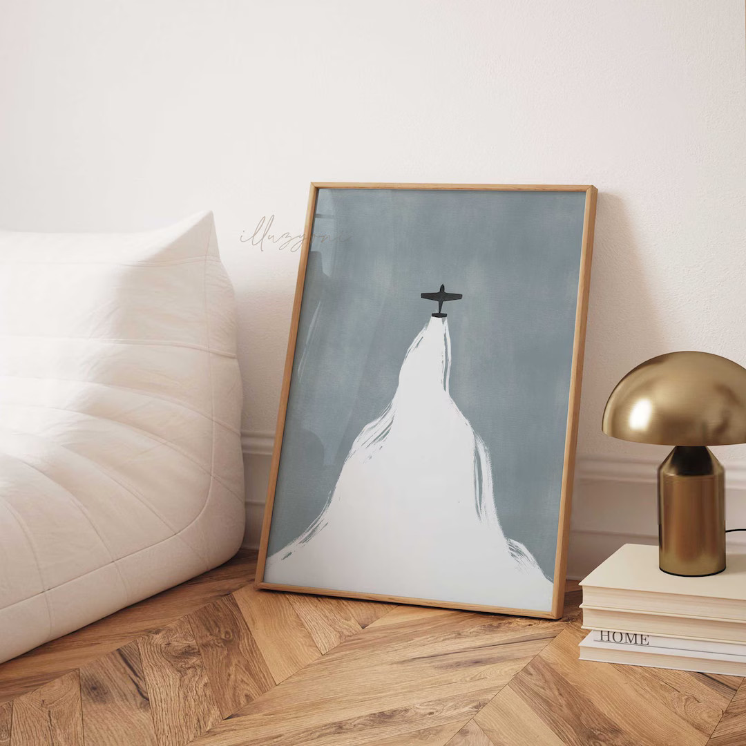 Abstract Plane Poster, Printable Wall Art, Transportation Painting, Boho Home Decor, One Line Ske... | Etsy (US)