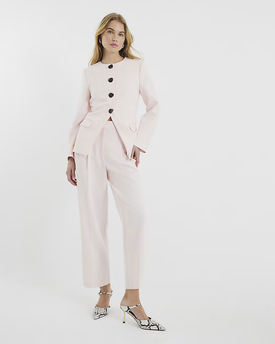 Pink Straight Leg Tapered Trousers | River Island UK & IE