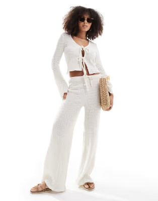 Pull&Bear waffle texture trouser co-ord in ecru | ASOS (Global)