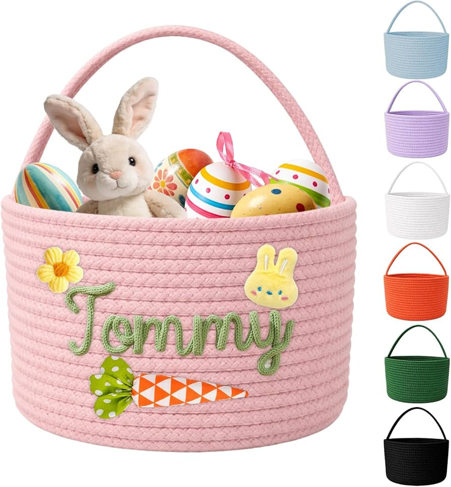Personalized Easter Basket for Girls Boys Woven Baby Gift Basket Decor Custom Easter Baskets East... | Amazon (US)