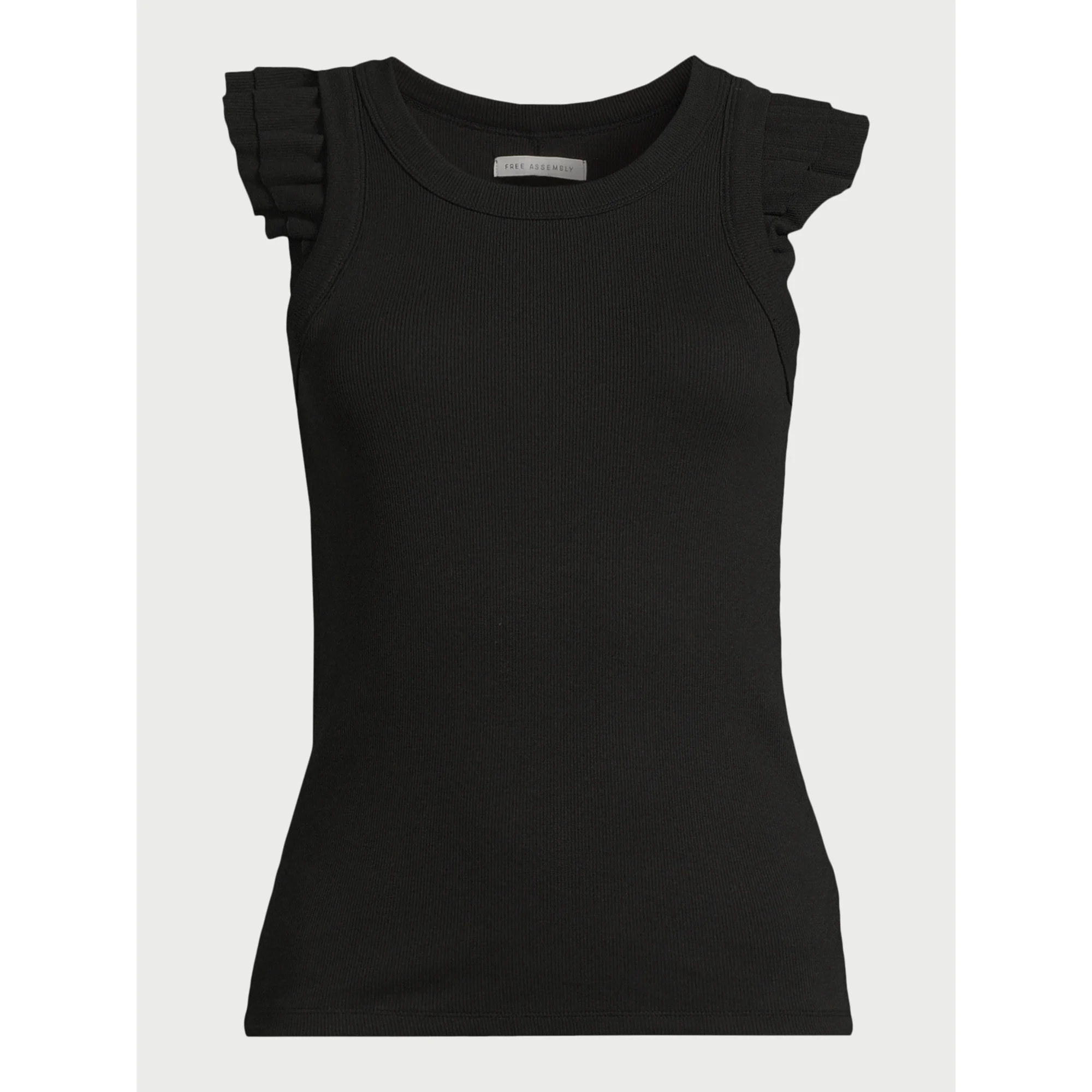 Free Assembly Women’s Ribbed Tank Top with Ruffle Sleeves, Sizes XS-XXL - Walmart.com | Walmart (US)