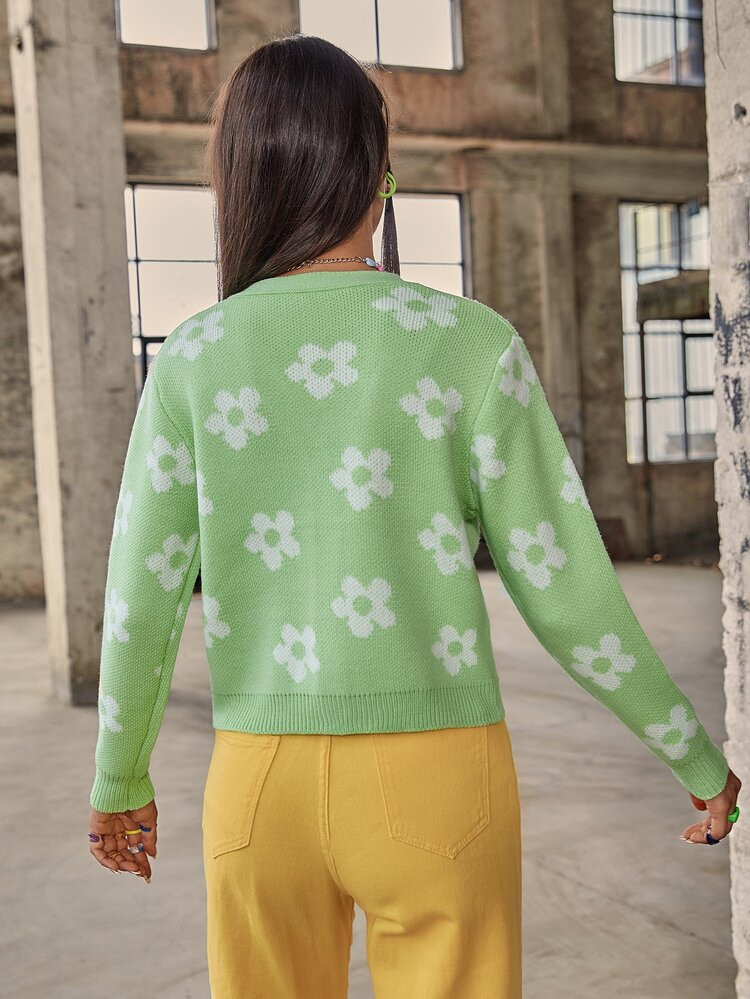 Flower Pattern Button Through Cardigan | SHEIN