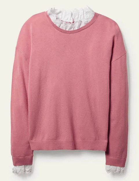 Lydia Woven Frill Sweater Formica Pink Women Boden | Boden (US)