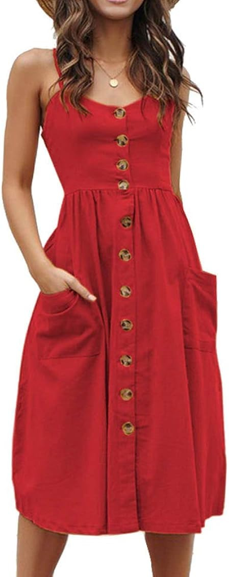 Button Down Midi Beach Dress With Pockets  | Amazon (US)