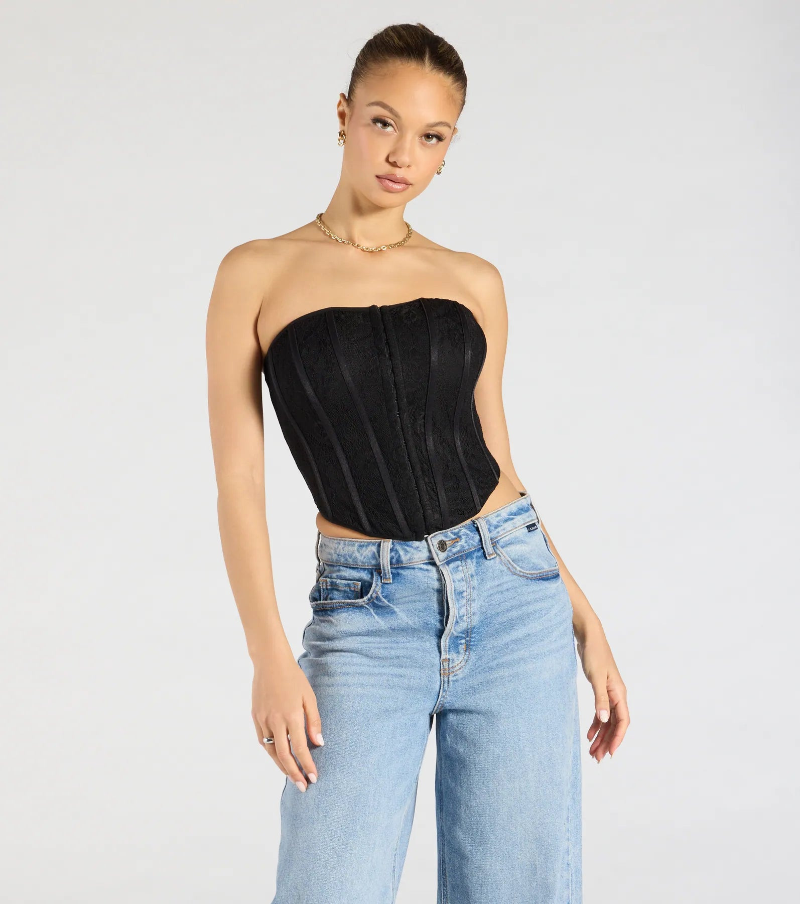 Talk Lace Strapless Corset Top | Windsor Stores