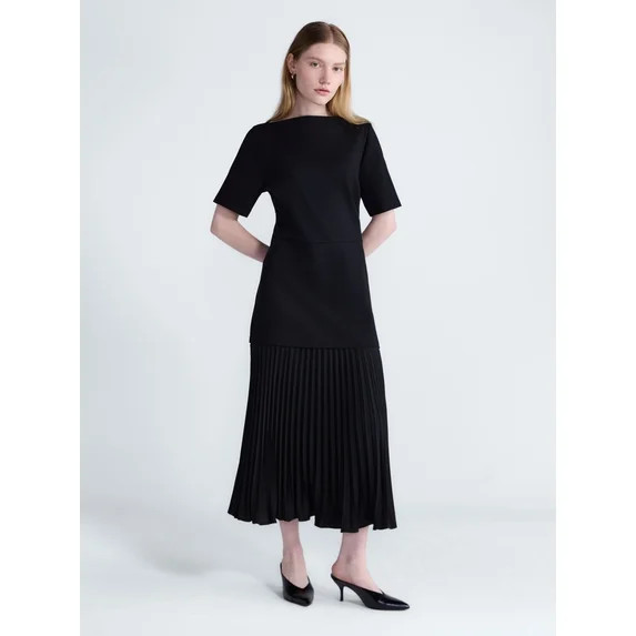 Scoop Women’s and Women’s Plus Mixed Media Maxi Dress, Sizes XS-4X | Walmart (US)