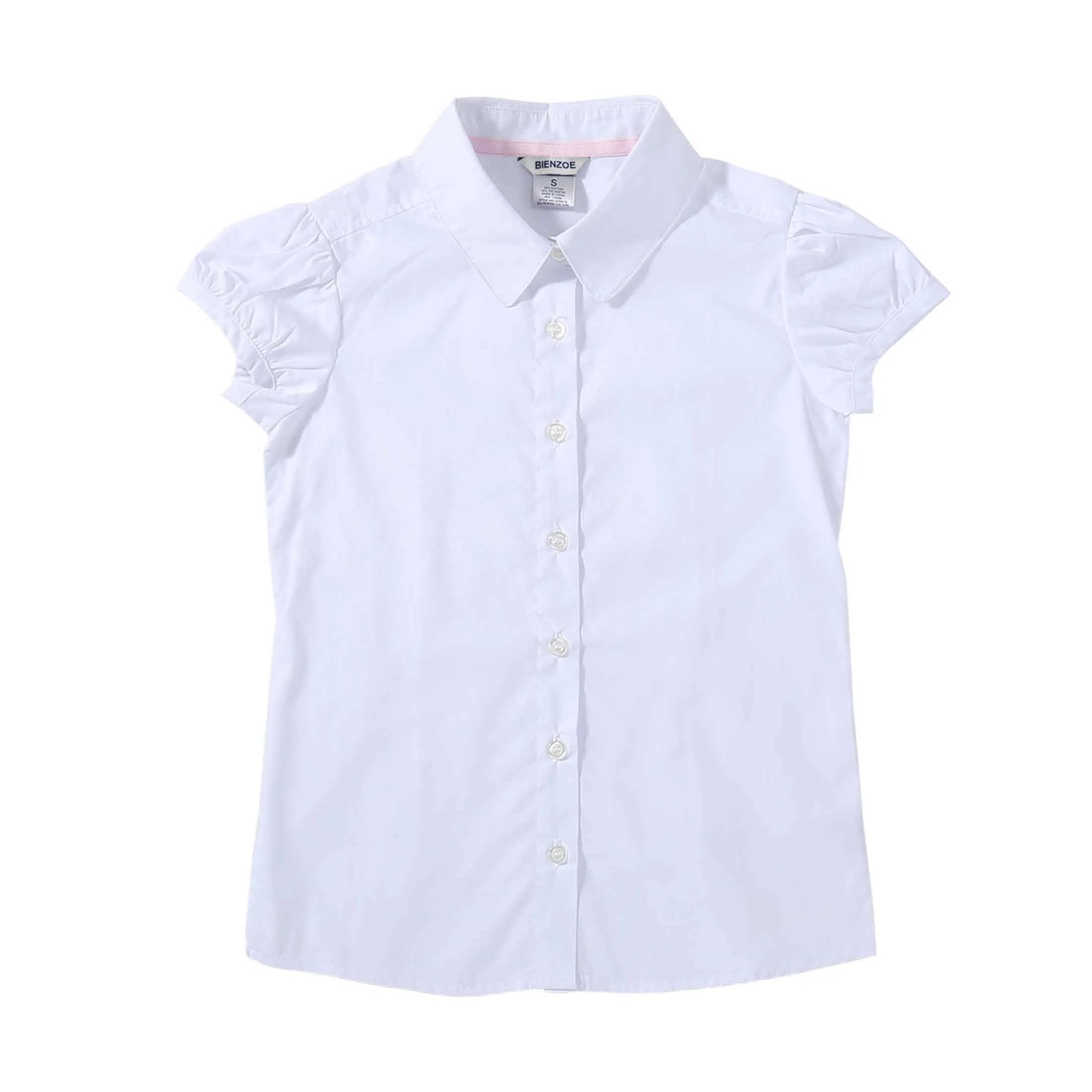 Bienzoe Big Girl's School Uniforms Oxford Short Puff Sleeve Blouse White L - Walmart.com | Walmart (US)