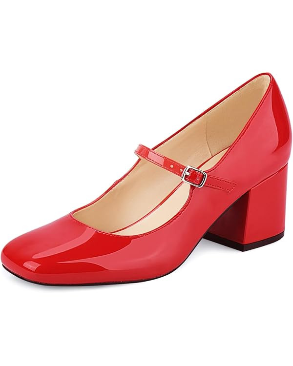 JENN ARDOR Women's Pumps Low Heel Dress Shoes for Women Closed Toe Chunky Mary Jane Work Pumps Sh... | Amazon (US)