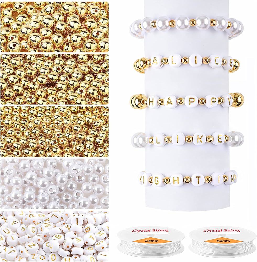 DECYOOL 1800Pcs Jewelry Making Kit - 1500Pcs Gold Round Spacer Smooth Loose Ball Beads, 150Pcs Al... | Amazon (US)