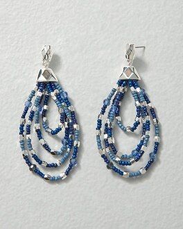 Silvertone Blue Beaded Drop Earrings | White House Black Market