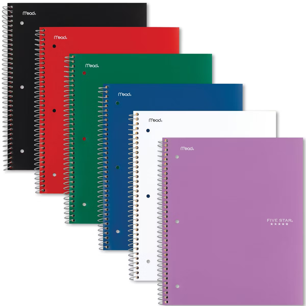 Five Star 5 Subject College Ruled Spiral Notebook (Colors May Vary) | Target