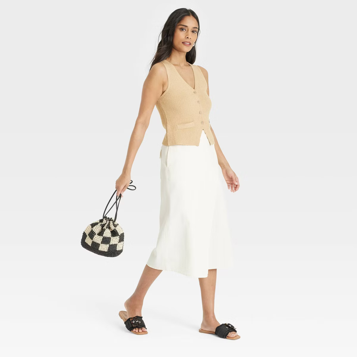 Women's Button-Front Sweater Vest - Universal Thread™ Tan XS | Target