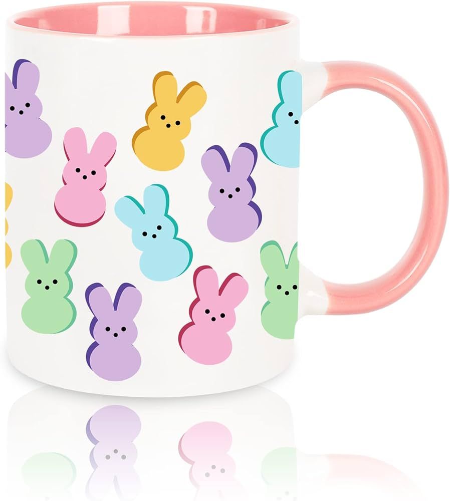 Whaline Easter Mug 12oz Colorful Bunny Coffee Mug Cute Easter Bunny Ceramic Matching Mugs Easter ... | Amazon (US)