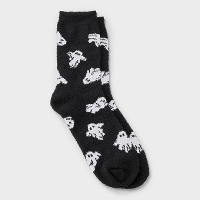 Women's Ghost Halloween Cozy Crew Socks - Hyde & EEK! Boutique Black 4-10 | Target