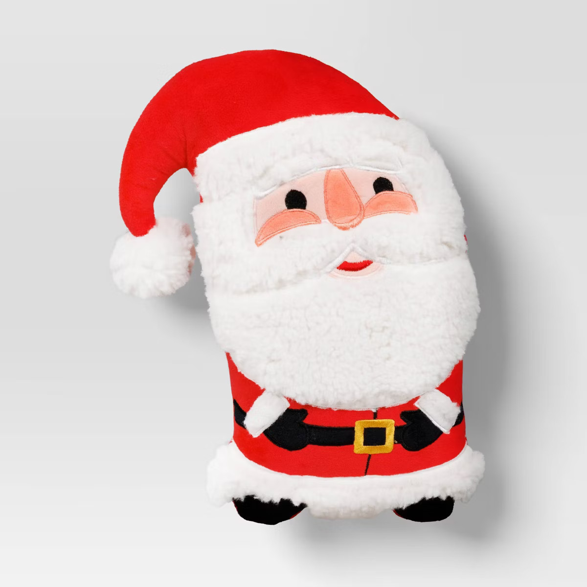 Christmas Shaped Santa Faux Shearling Throw Pillow Red/Ivory - Wondershop™ | Target