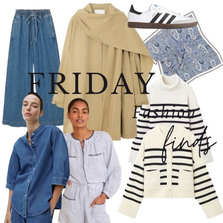 Friday Finds, 

Wide leg jeans, striped sweaters jumpers, Mac, sambas, adidas, blue 

#LTKeurope