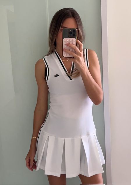 Tennis dress on sale, Lacoste tennis dress, tennis, summer dress, athletic dress, preppy dress. 

#LTKfindsunder100 #LTKstyletip #LTKfitness