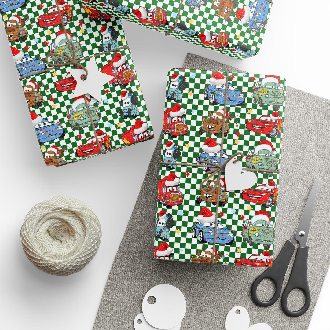 Disney Cars Christmas Wrapping Paper | Pixar Lightning Mcqueen Gift Wrap | Cars Holiday Paper | D... | Etsy (US)