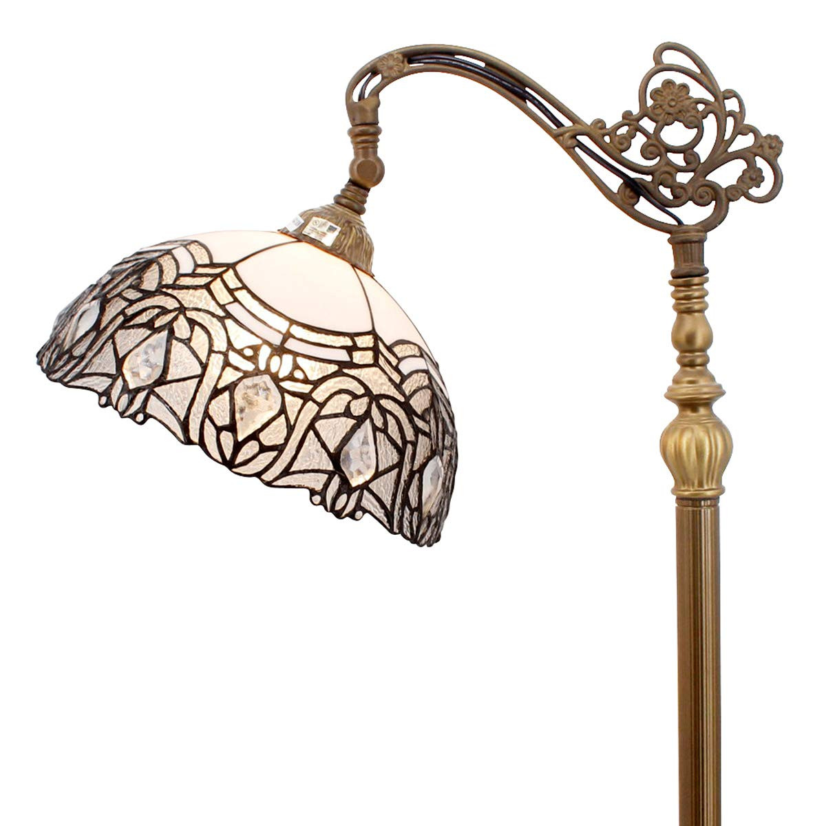 WERFACTORY Tiffany Floor Lamp White Crystal Bent Stained Glass Arched Lamp 12X18X64 Inches Goosen... | Amazon (US)