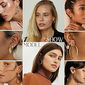 iF YOU 36 Pairs Gold Hoop Earrings Set for Women Multipack, Hypoallergenic Chunky Chain Twisted H... | Amazon (US)