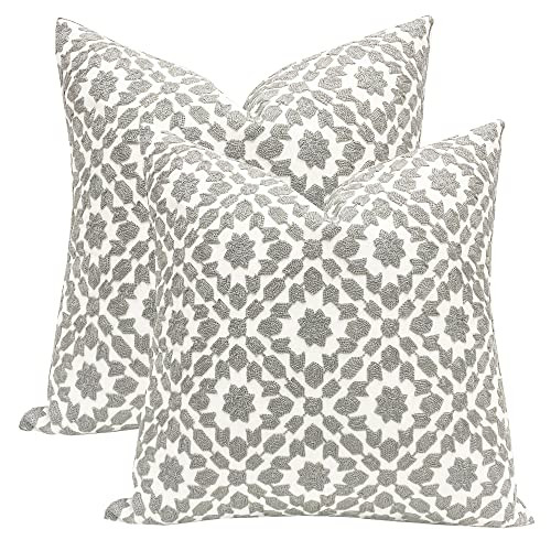 SLOW COW Embroidery Decorative Throw Pillow Covers Grey Chains Design Cushion Covers Pillow Cover... | Amazon (US)