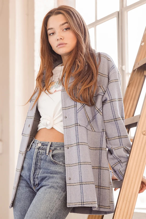Keep It Cool Blue Plaid Shacket | Lulus (US)