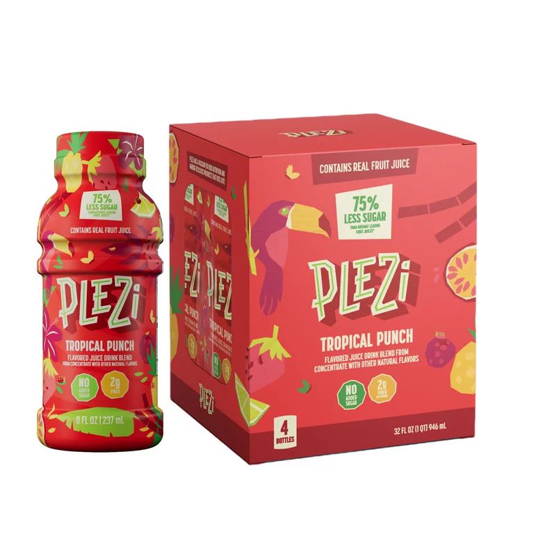 PLEZi Tropical Punch Flavored Drink 8oz 4pk | Walmart (US)