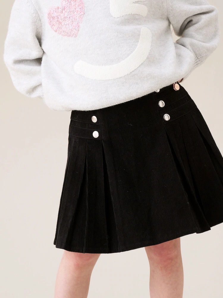 Angel & Rocket Black Lucile Cord Pleated Skirt | Next US