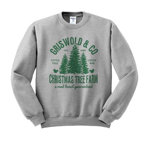 Griswold and Co Christmas Trees Sweatshirt Unisex X-Large Grey | Amazon (US)