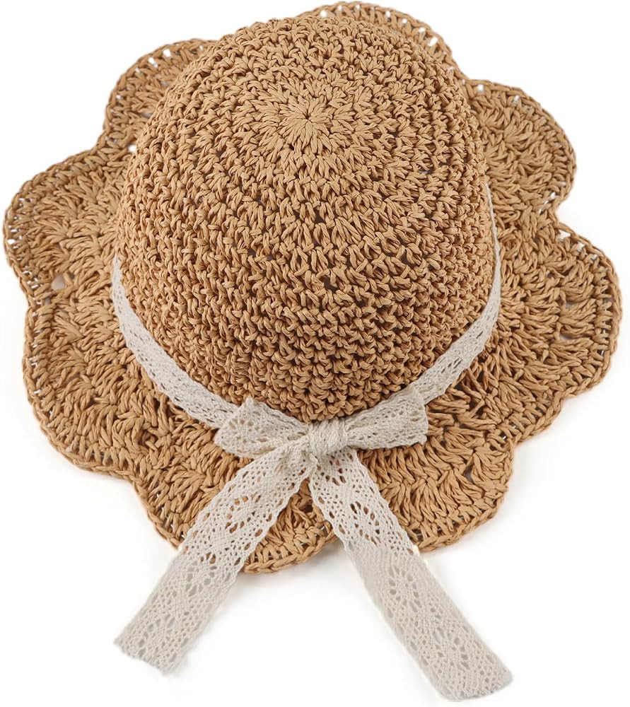 JANGANNSA Baby Girl Straw Hat Outdoor Baby Sun Protection Hats Summer Bowknot Beach Cap for Infan... | Amazon (US)
