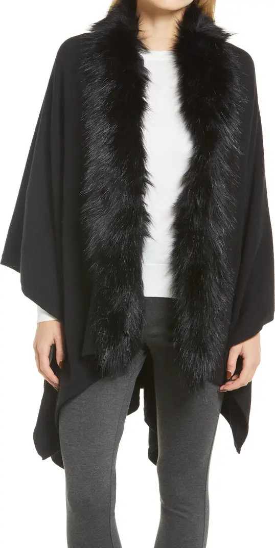 La Fiorentina Ruana with Faux Fur Trim | Nordstrom | Nordstrom
