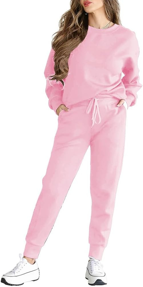 HBQ Sweatsuits For Women Sets 2 Piece Outfits Crewneck Sweatshirts Pullover Tops And Jogger Pants... | Amazon (US)
