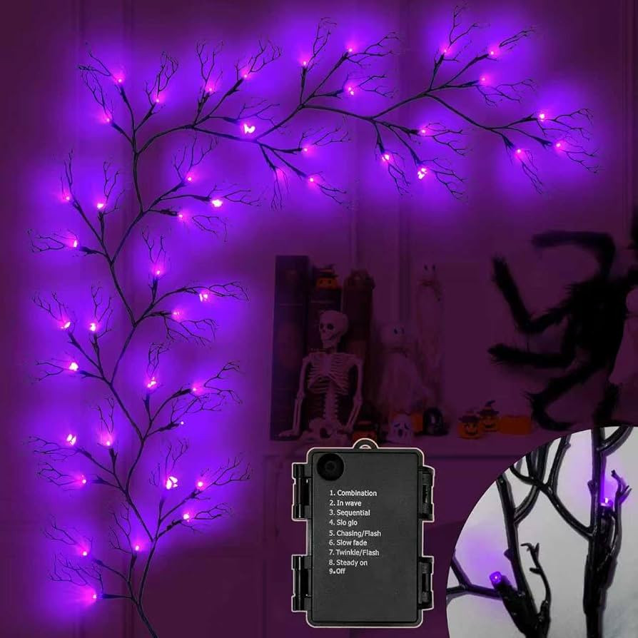 [8 Modes & Timer] 6 Ft Halloween Decor Vine with 45 LED Lights, Adjustable Shape for Garland or W... | Amazon (US)