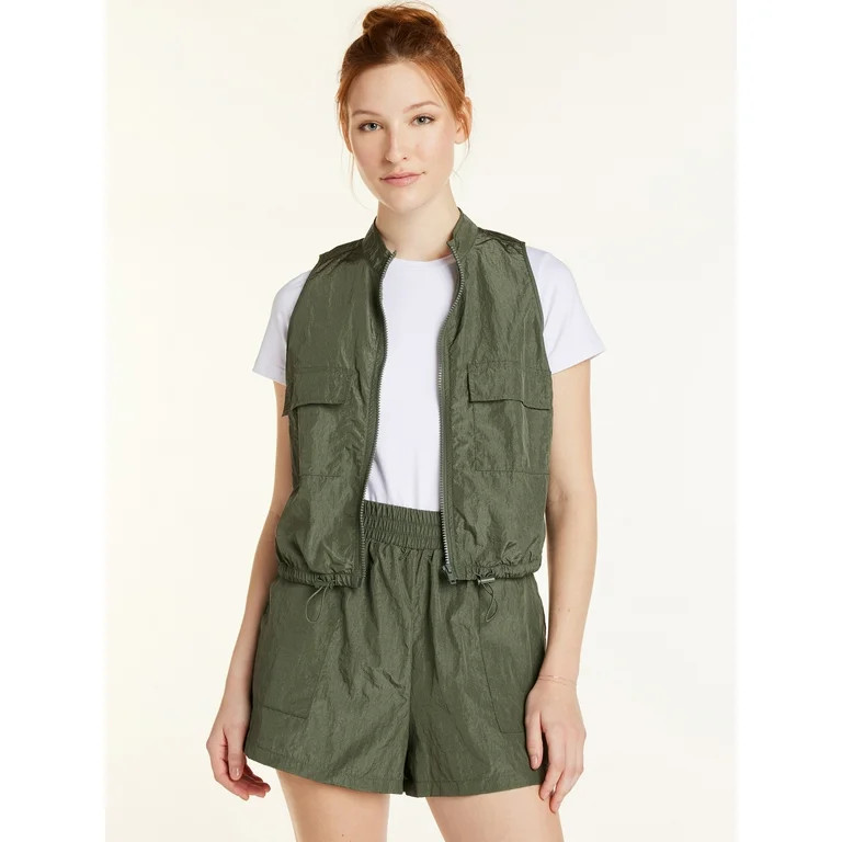 No Boundaries Juniors’ Mock Neck Parachute Top and Shorts Set, 2-Piece, Sizes XS-XXXL | Walmart (US)